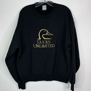 Vintage Marathon App Duck Unlimited Black Crewneck Sweatshirt Size Large